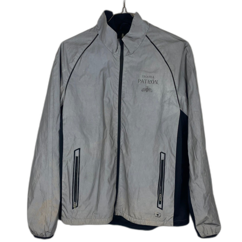 Patrón Tequila Reflective Windbreaker Jacket Men’s L Silver Raincoat Streetwear